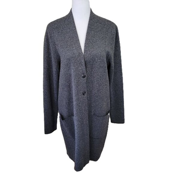 J. Jill Gray Sweater Button Closure Front Pockets Long Cardigan Women's Size S - Picture 1 of 15